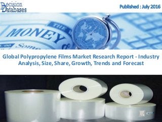 Published : July 2016
Global Polypropylene Films Market Research Report - Industry
Analysis, Size, Share, Growth, Trends and Forecast
 