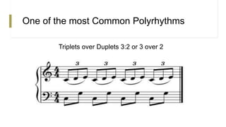 One of the most Common Polyrhythms
Triplets over Duplets 3:2 or 3 over 2
 