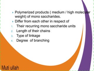 Poly saccharides(inulin,dietary fiber,glycemic index) | PPT