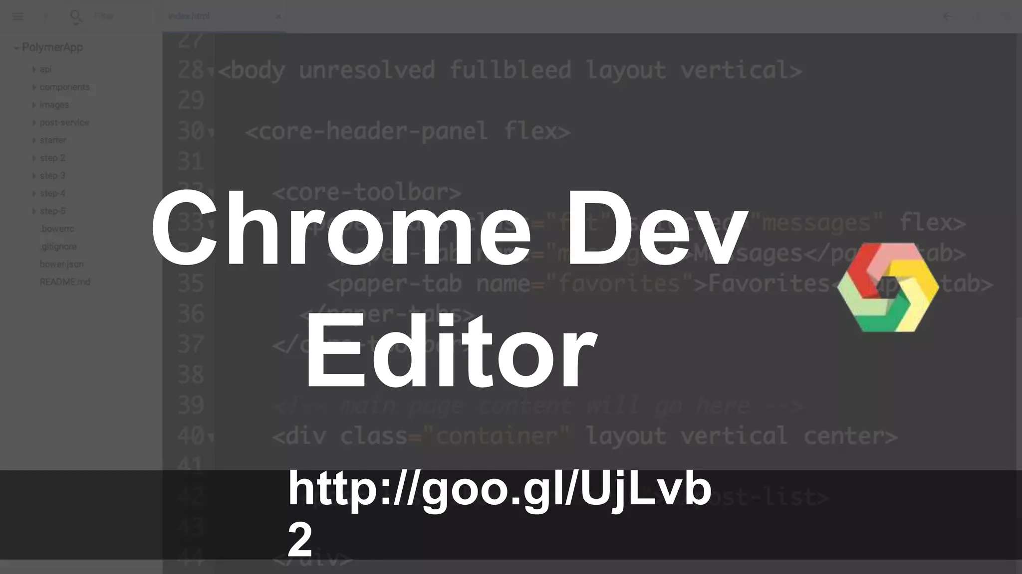 http://goo.gl/UjLvb
2
Chrome Dev
Editor
 