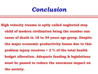 Complications
M.S.O.F.M.S.O.F.
Progressive and sequential dysfunction of physiological
systems
Hypermetabolic state
It is invariably preceded by a condition known as
Systemic Inflammatory Response Syndrome (SIRS)
Characterised by two or more of the following
• Temperature >38º C or < 36ºC
• Tachycardia >90 /min
• Respiratory rate >20/min
• WBC count >12,000/cmm or <4,000/cmm
 