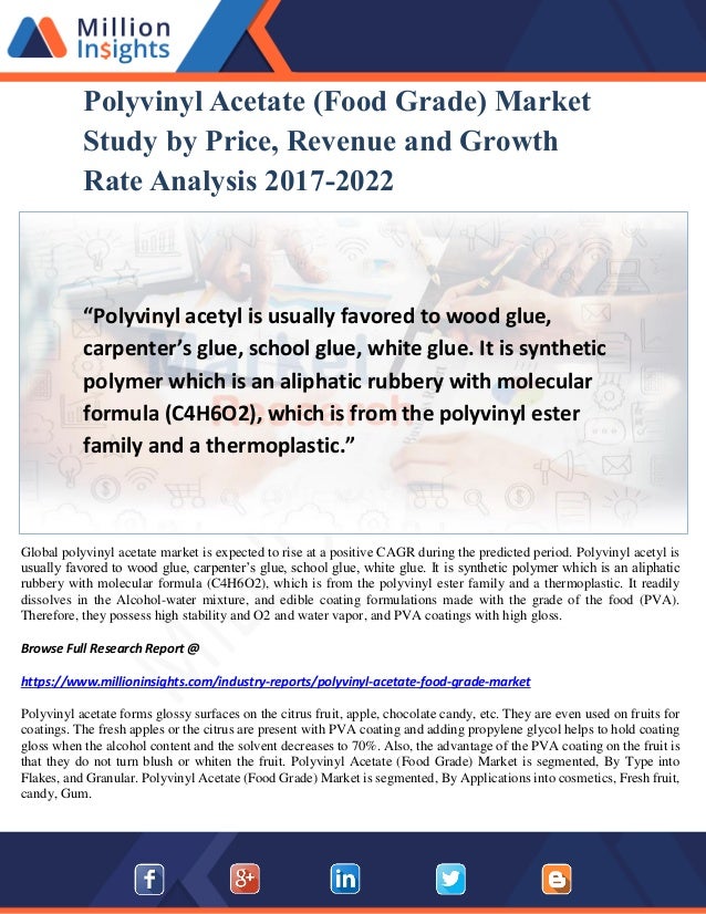 Polyvinyl Acetate (Food Grade) Market Size, Manufacturing Cost Analysis