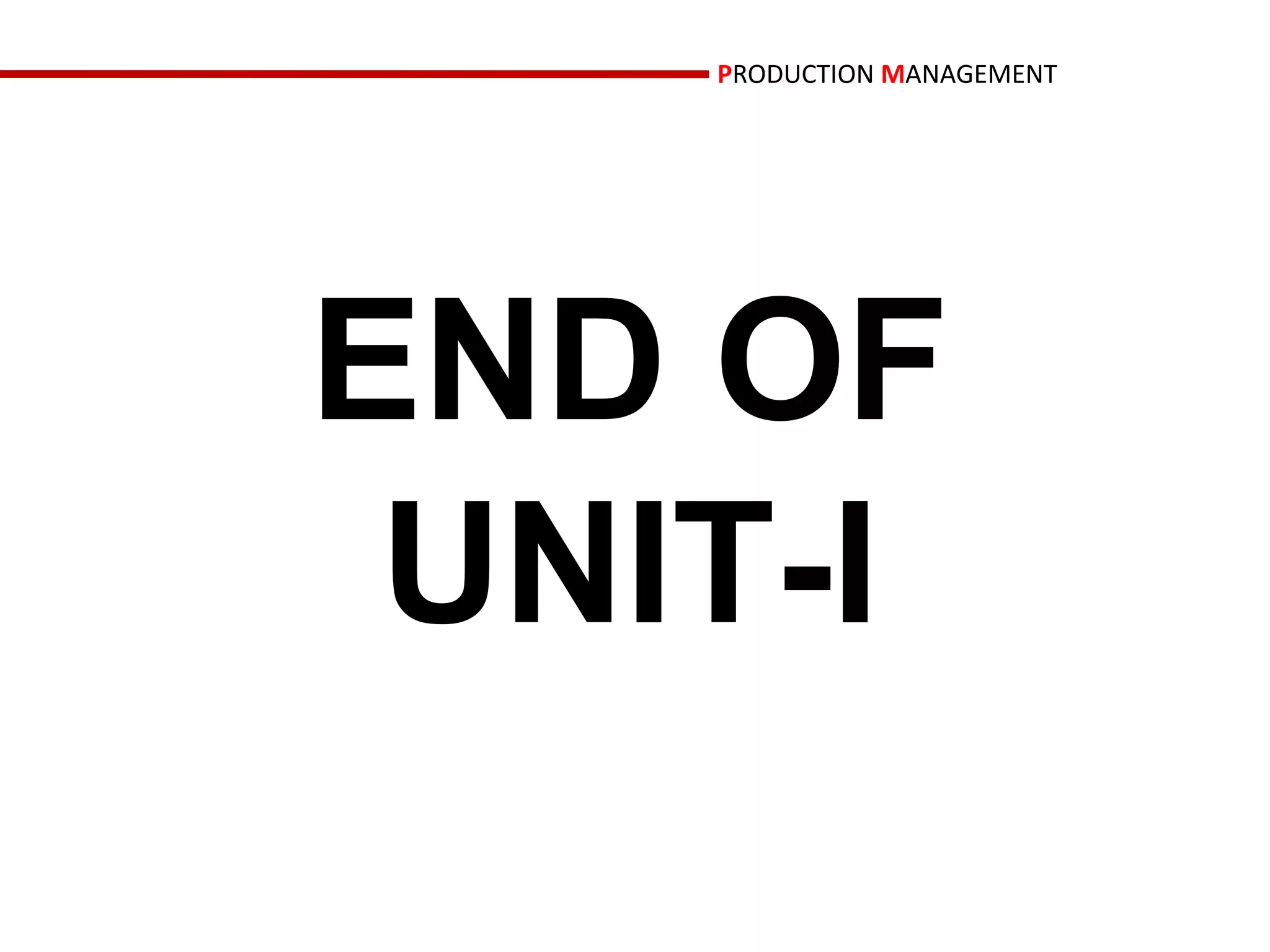 PRODUCTION MANAGEMENT




END OF
 UNIT-I
 