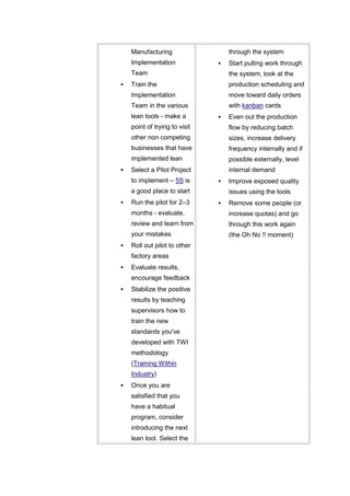 just in time and lean manufacturing | DOCX