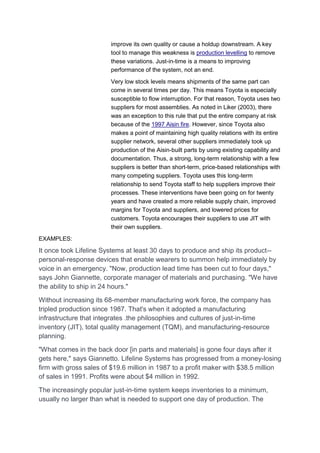 just in time and lean manufacturing | DOCX