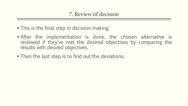 Steps in decision making