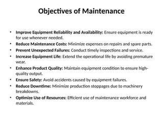 Maintenance Objective PRODUCTION PLANNING AND CONTROL - KEY SYSTEMS | PPTX