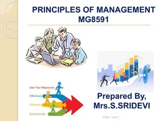PRINCIPLES OF MANAGEMENT
MG8591
POM - Unit II
Prepared By,
Mrs.S.SRIDEVI
 