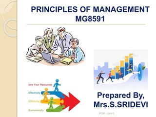 PRINCIPLES OF MANAGEMENT
MG8591
POM - Unit II
Prepared By,
Mrs.S.SRIDEVI
 