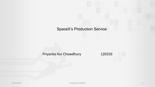 SpaceX’s Production Service
Priyanka Hui Chowdhury 120316
12/11/2015 prepared by 120316 1
 