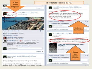 InconcretochesifasuFB?
Crearee
non
replicare
contenuti
Condividere
informazioni
11
Sipuò
essere
tempestivi
 