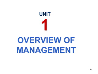 OVERVIEW OF
MANAGEMENT
1–1
UNIT
1
 