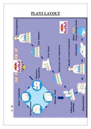 PLANT LAYOUT
PRODUCTION PROCESS
ONE PRODUCTION HUB SERVING THE GLOBE
Red Bull's manufacturing base in central Europe has a lot of advantages:
 