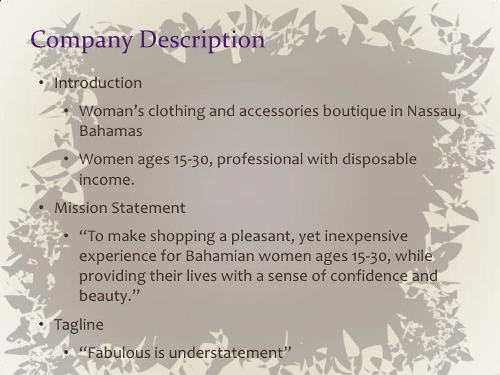 Business plan of boutique