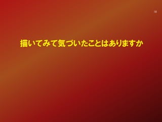 18
描いてみて気づいたことはありますか
 