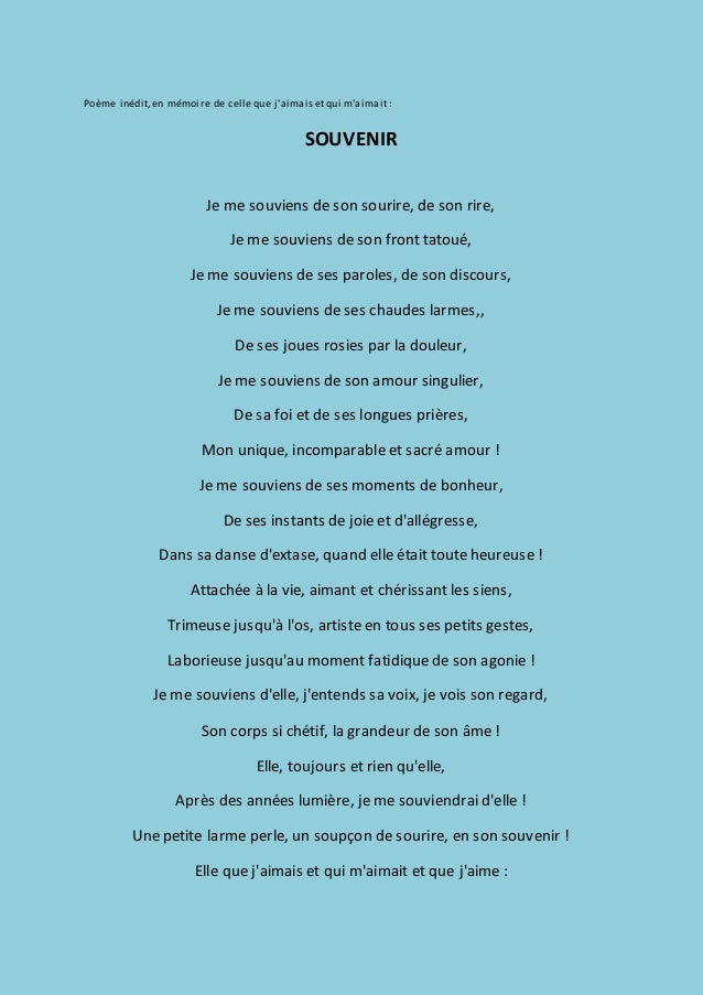 Poème inédit je me souviens