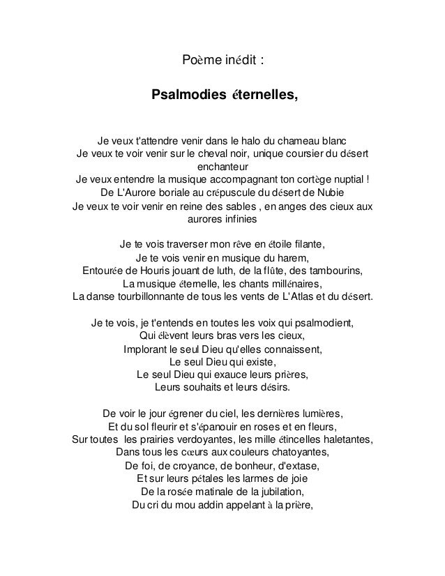 Poème Inédit Psalmodies éternelles