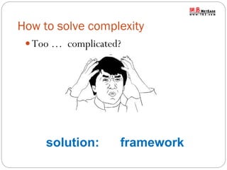 How to solve complexity
 Too … complicated?

solution:

framework

 