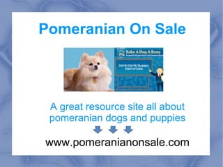 A great resource site all about pomeranian dogs and puppies www.pomeranianonsale.com Pomeranian On Sale 