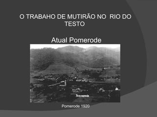 O TRABAHO DE MUTIRÃO NO  RIO DO TESTO  Atual Pomerode Pomerode 1920 