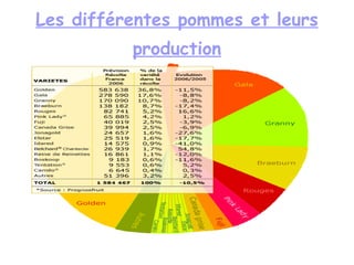 Les différentes pommes et leurs production 