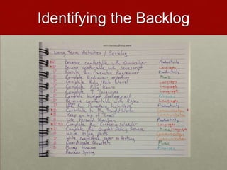 Identifying the Backlog
 