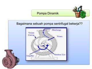 Pompa Dinamik
Bagaimana sebuah pompa sentrifugal bekerja??
 
