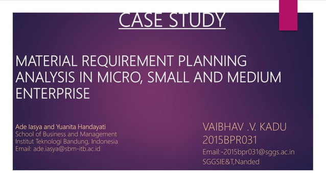 material requirement planning case study ppt