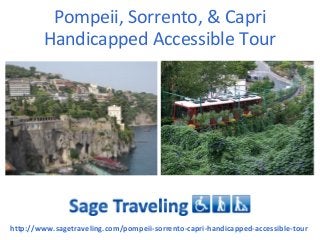 Pompeii, Sorrento, & Capri
Handicapped Accessible Tour
http://www.sagetraveling.com/pompeii-sorrento-capri-handicapped-accessible-tour
 