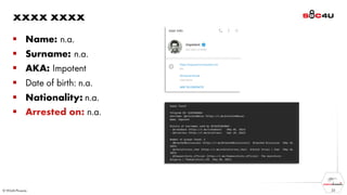 xxxx xxxx
▪ Name: n.a.
▪ Surname: n.a.
▪ AKA: Impotent
▪ Date of birth: n.a.
▪ Nationality: n.a.
▪ Arrested on: n.a.
23
 