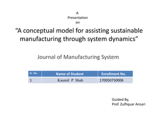 Manufacturing through system dynamic | PPT