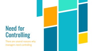 Need for
Controlling
There are several reasons why
managers need controlling
 
