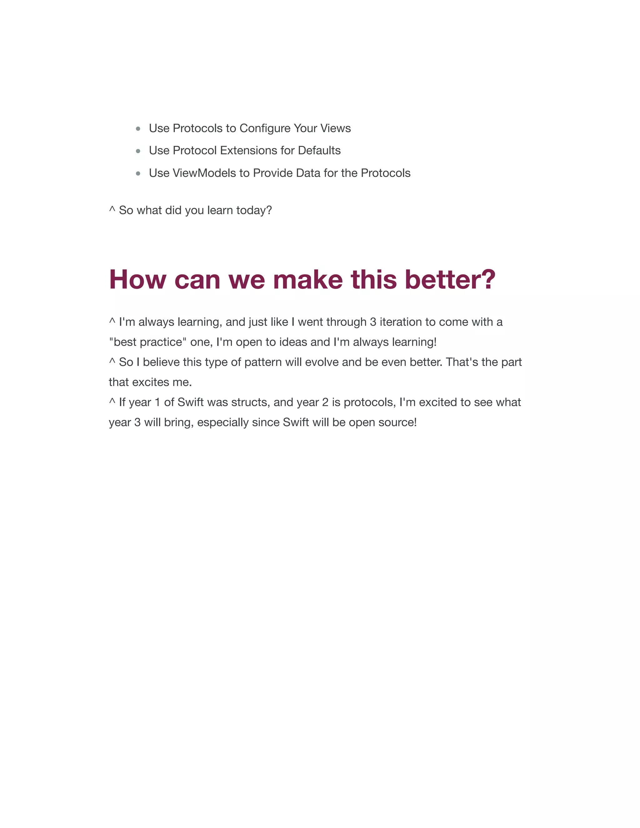 protocol SwitchWithTextCellProtocol {
var title: String { get }
var titleFont: UIFont { get }
var titleColor: UIColor { get }
var switchOn: Bool { get }
var switchColor: UIColor { get }
func onSwitchTogleOn(on: Bool)
}
 