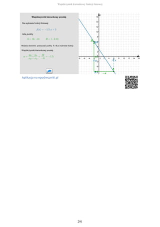 Aplikacja na epodreczniki.pl
Współczynnik kierunkowy funkcji liniowej
291
 