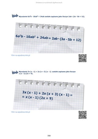 Film na epodreczniki.pl
Film na epodreczniki.pl
Działania na wyrażeniach algebraicznych
500
 