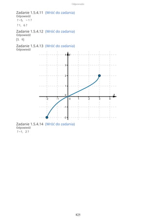 Zadanie 1.5.4.11 (Wróć do zadania)
Odpowiedź
? −5, − 1 ?
? 1, 6 ?
Zadanie 1.5.4.12 (Wróć do zadania)
Odpowiedź
(3, 6)
Zadanie 1.5.4.13 (Wróć do zadania)
Odpowiedź
Zadanie 1.5.4.14 (Wróć do zadania)
Odpowiedź
? −1, 2 ?
Odpowiedzi
825
 