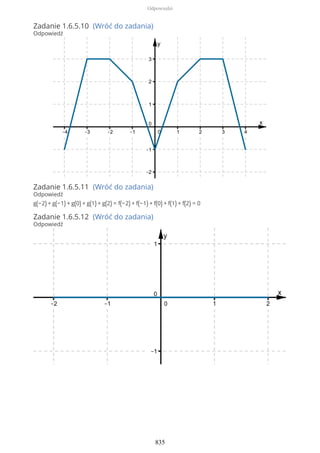 Zadanie 1.6.5.10 (Wróć do zadania)
Odpowiedź
Zadanie 1.6.5.11 (Wróć do zadania)
Odpowiedź
g(−2) + g(−1) + g(0) + g(1) + g(2) = f(−2) + f(−1) + f(0) + f(1) + f(2) = 0
Zadanie 1.6.5.12 (Wróć do zadania)
Odpowiedź
Odpowiedzi
835
 