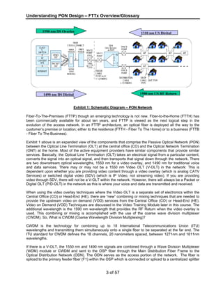 Understanding PON Design – FTTx Overview/Glossary 
1550 nm DS Overlay 1310 nm US Digital 
Exhibit 1: Schematic Diagram – P...