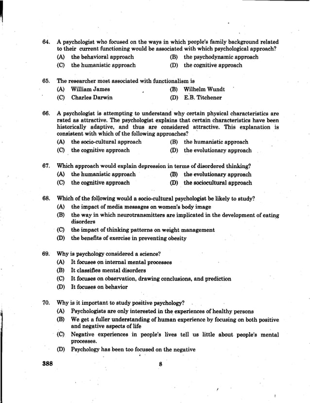 Pondicherry university 2013 m.sc. applied psychology entrance exam