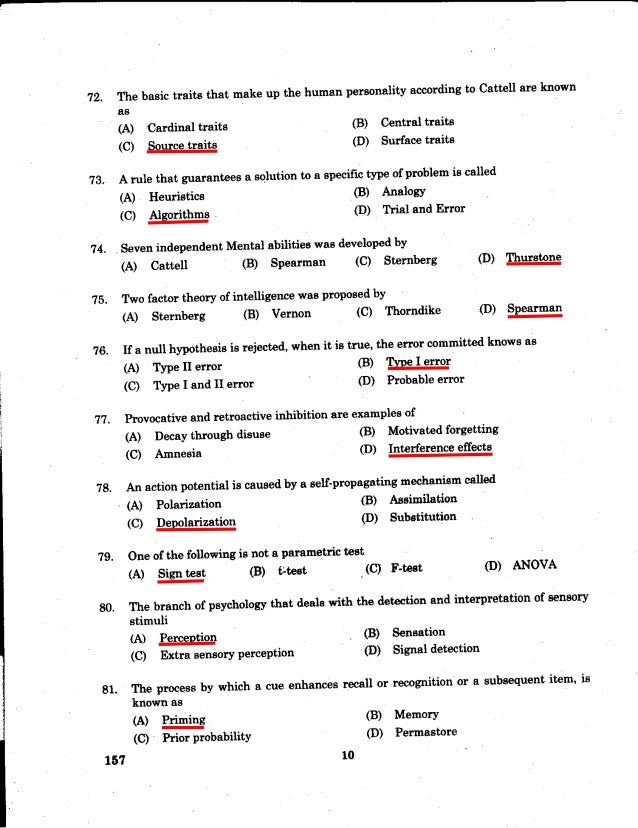 Pondicherry university 2013 Ph.D Applied Psychology entrance exam que…