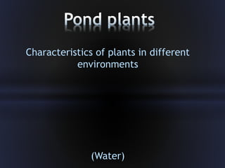 Characteristics of plants in different 
environments 
(Water) 
 