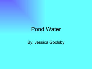 Pond Water By: Jessica Goolsby 
