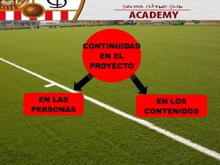 CONTINUIDAD
EN EL
PROYECTO

EN LAS
PERSONAS

EN LOS
CONTENIDOS

 