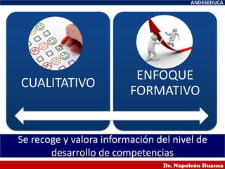 ANDESEDUCA
Dr. Napoleón Huanca
CUALITATIVO
ENFOQUE
FORMATIVO
Se recoge y valora información del nivel de
desarrollo de competencias
 