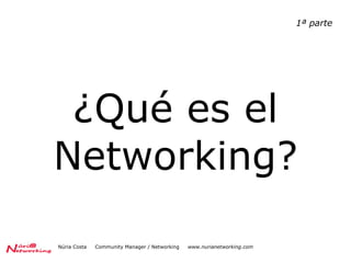 ¿Qué es el Networking? Núria Costa  Community Manager / Networking  www.nurianetworking.com 1ª parte 