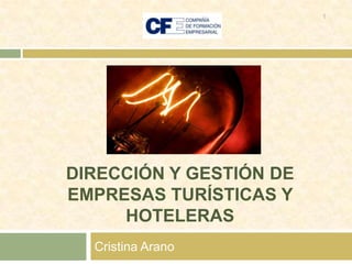DIRECCIÓN Y GESTIÓN DE EMPRESAS TURÍSTICAS Y HOTELERAS Cristina Arano 1 
