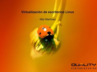 Nombre del Producto Fulanito de Tal Cargo Virtualización de escritorios Linux Nito Martínez 