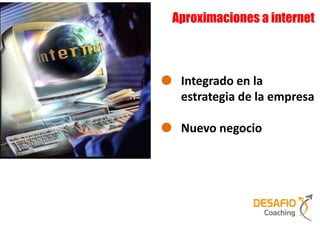 Aproximaciones a internet



 Integrado en la
 estrategia de la empresa

 Nuevo negocio
 