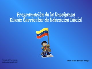 Programación de la Enseñanza Diseño Curricular de Educación Inicial Prof. Gloria Teresita Vargas Tomado del Currículo de Educación Inicial, 2005 
