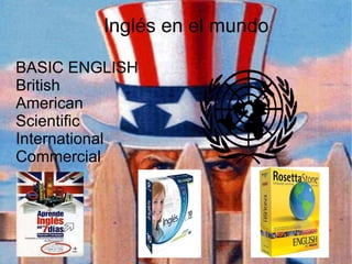 Inglés en el mundo BASIC ENGLISH British  American  Scientific  International Commercial 